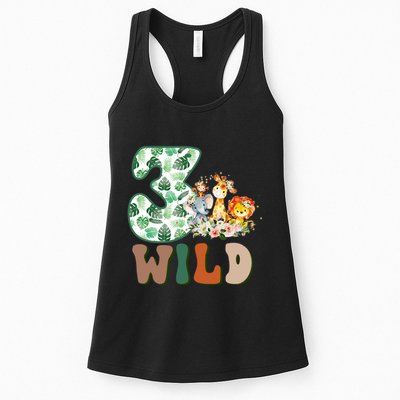 Im Wild And 3 Birthday Safari Jungle Zoo 3rd Bday Three Gift Womens Tank Top