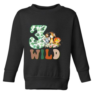 Im Wild And 3 Birthday Safari Jungle Zoo 3rd Bday Three Gift Toddler Sweatshirt