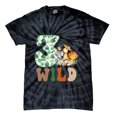 Im Wild And 3 Birthday Safari Jungle Zoo 3rd Bday Three Gift Tie-Dye T-Shirt