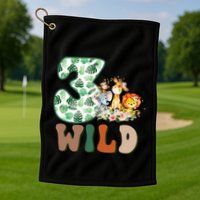 Im Wild And 3 Birthday Safari Jungle Zoo 3rd Bday Three Gift Golf Towel