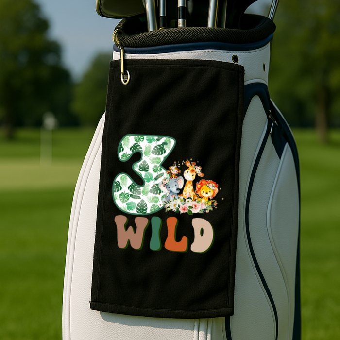 Im Wild And 3 Birthday Safari Jungle Zoo 3rd Bday Three Gift Golf Towel