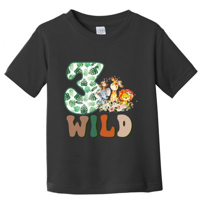 Im Wild And 3 Birthday Safari Jungle Zoo 3rd Bday Three Gift Toddler T-Shirt