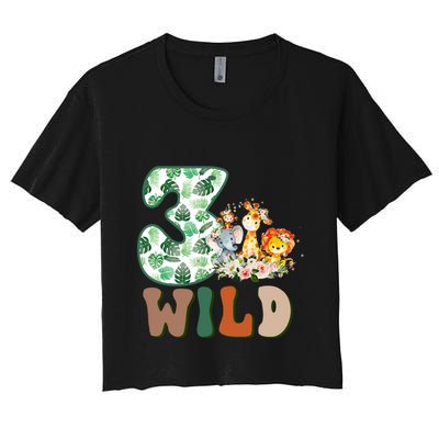 Im Wild And 3 Birthday Safari Jungle Zoo 3rd Bday Three Gift Crop Top