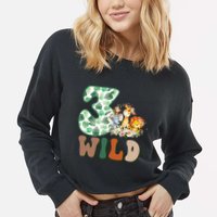 Im Wild And 3 Birthday Safari Jungle Zoo 3rd Bday Three Gift Cropped Pullover Crew