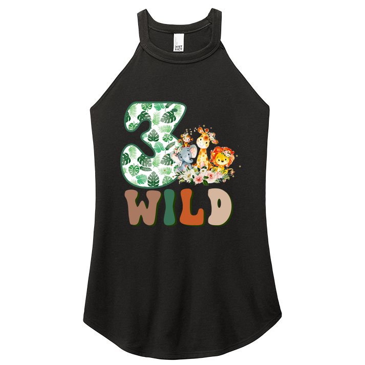Im Wild And 3 Birthday Safari Jungle Zoo 3rd Bday Three Gift Women's Perfect Tri Rocker Tank