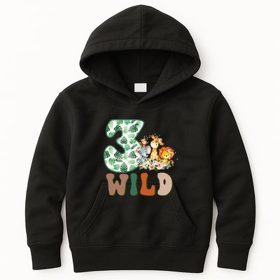 Im Wild And 3 Birthday Safari Jungle Zoo 3rd Bday Three Gift Kids Hoodie