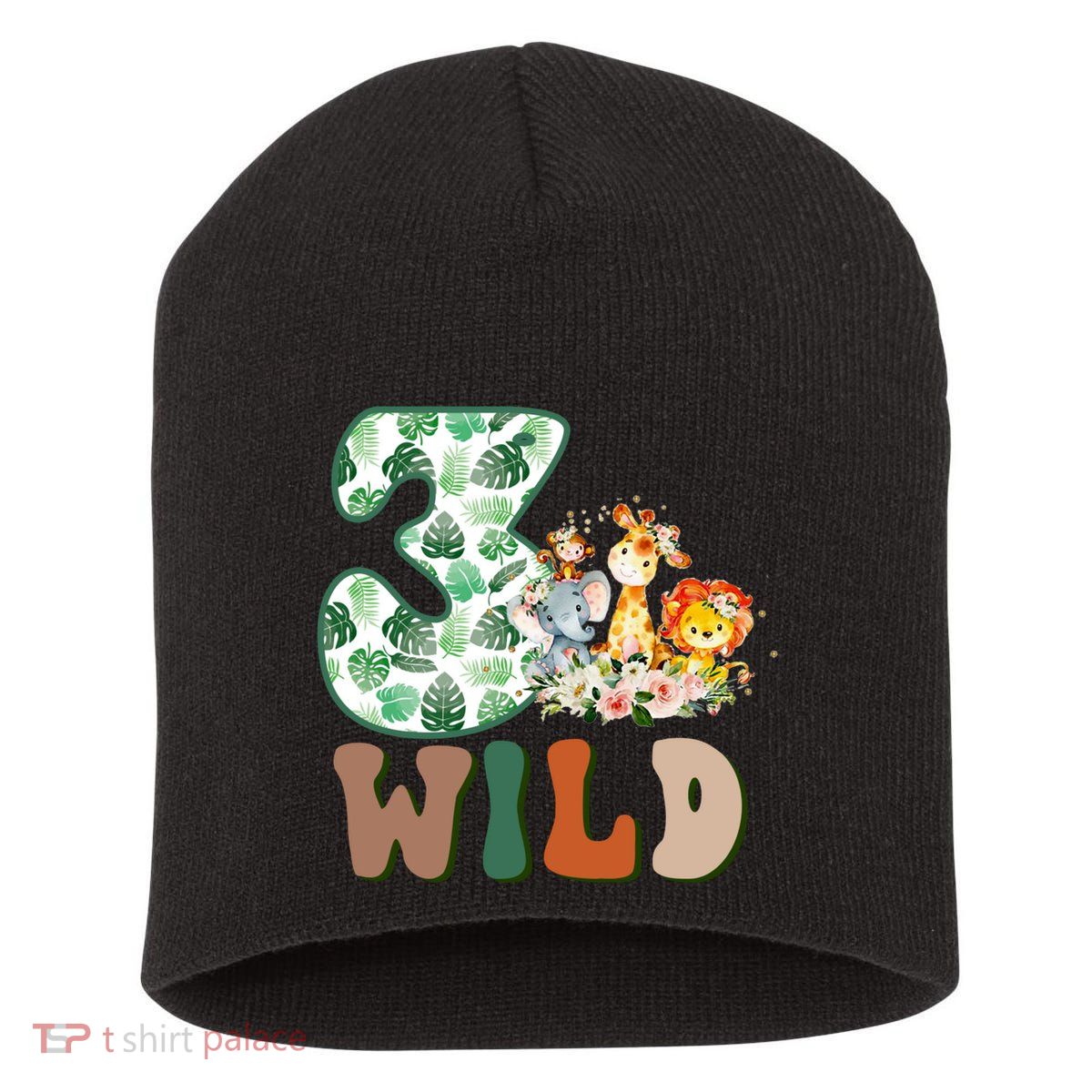 Im Wild And 3 Birthday Safari Jungle Zoo 3rd Bday Three Gift Short Acrylic Beanie