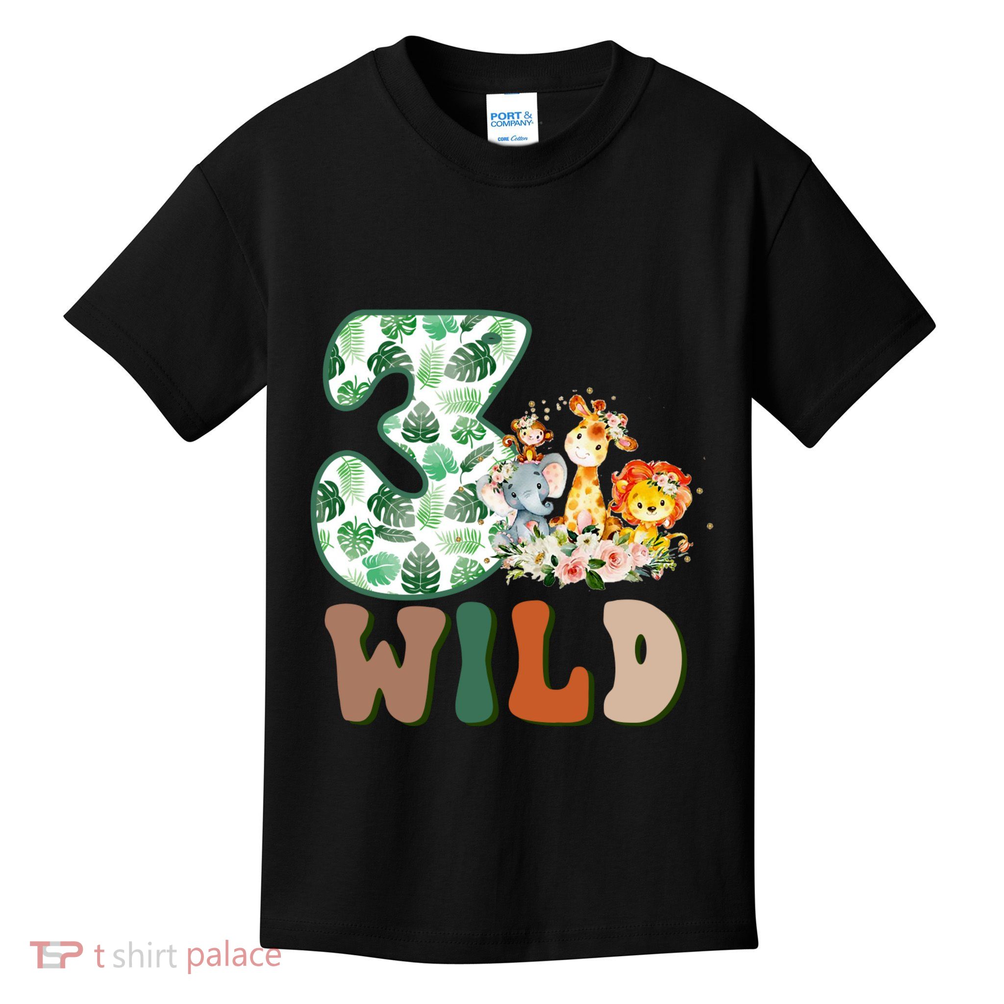 Im Wild And 3 Birthday Safari Jungle Zoo 3rd Bday Three Gift Kids T-Shirt