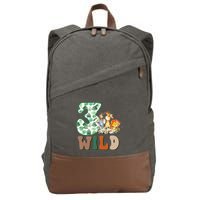 Im Wild And 3 Birthday Safari Jungle Zoo 3rd Bday Three Gift Cotton Canvas Backpack