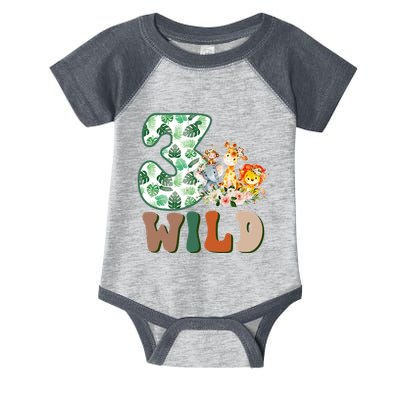 Im Wild And 3 Birthday Safari Jungle Zoo 3rd Bday Three Gift Infant Baby Jersey Bodysuit