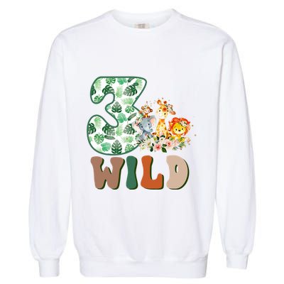 Im Wild And 3 Birthday Safari Jungle Zoo 3rd Bday Three Gift Garment-Dyed Sweatshirt