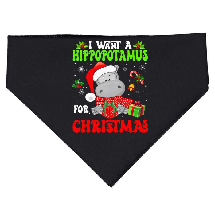 I Want A Hippopotamus For Christmas Xmas Hippo USA-Made Doggie Bandana