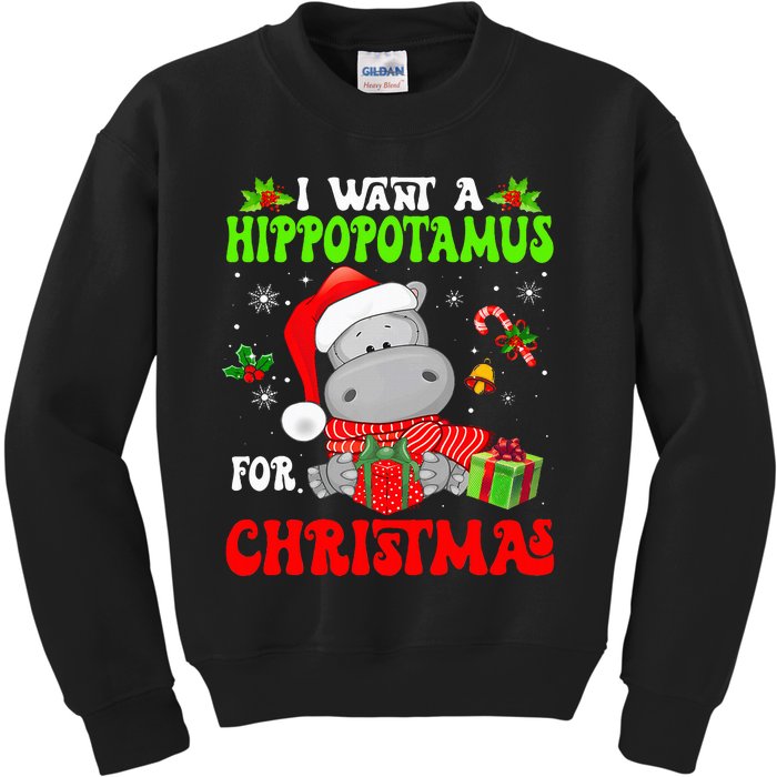 I Want A Hippopotamus For Christmas Xmas Hippo Kids Sweatshirt