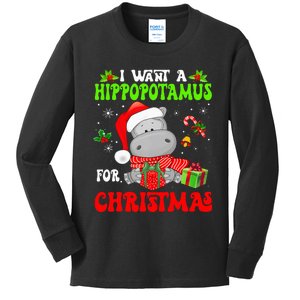 I Want A Hippopotamus For Christmas Xmas Hippo Kids Long Sleeve Shirt