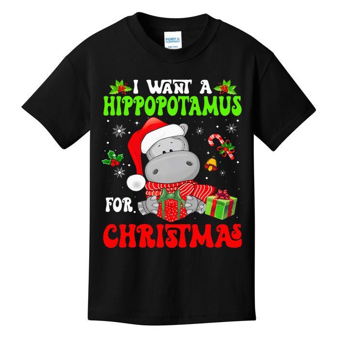 I Want A Hippopotamus For Christmas Xmas Hippo Kids T-Shirt