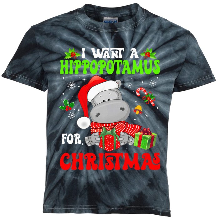 I Want A Hippopotamus For Christmas Xmas Hippo Kids Tie-Dye T-Shirt