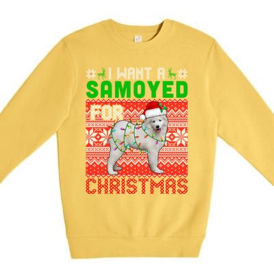 I Want A Samoyed For Christmas Santa Dog Lover Owner Gift Premium Crewneck Sweatshirt