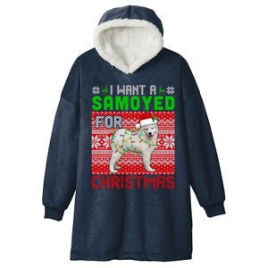 I Want A Samoyed For Christmas Santa Dog Lover Owner Gift Hooded Wearable Blanket