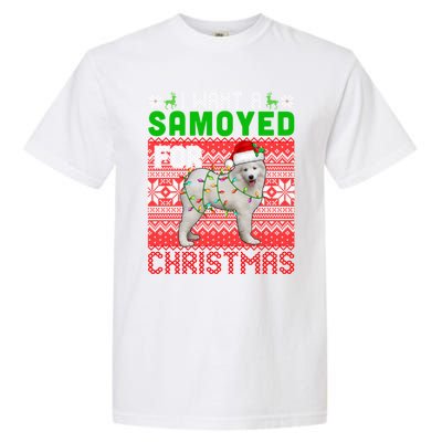 I Want A Samoyed For Christmas Santa Dog Lover Owner Gift Garment-Dyed Heavyweight T-Shirt