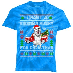 I Want A Siberian Husky For Christmas Ugly Sweater Dog Xmas Gift Kids Tie-Dye T-Shirt