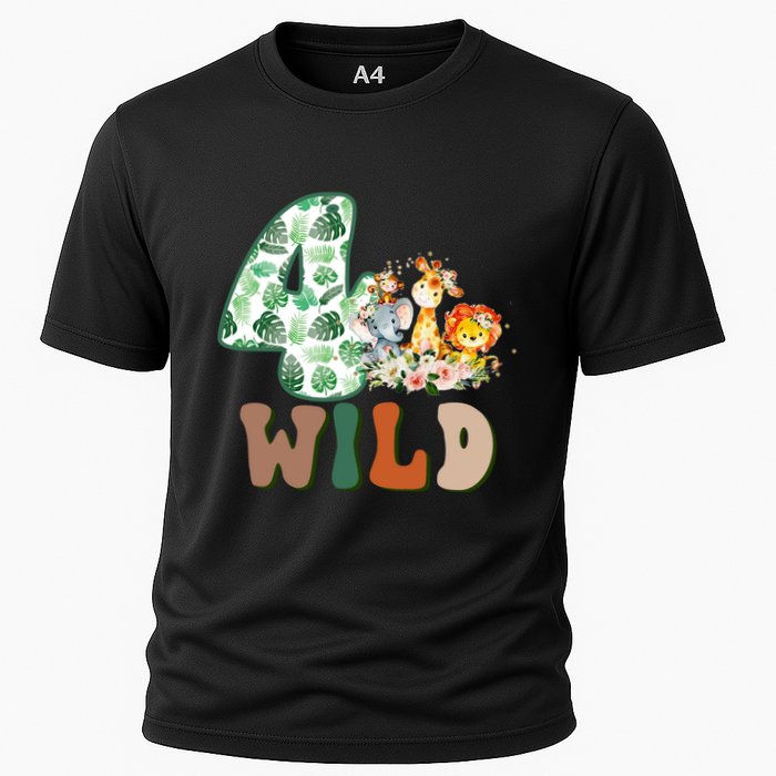 Im Wild And 4 Birthday Safari Jungle Zoo 4th Bday Fourth Gift Cooling Performance Crew T-Shirt