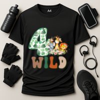 Im Wild And 4 Birthday Safari Jungle Zoo 4th Bday Fourth Gift Cooling Performance Crew T-Shirt