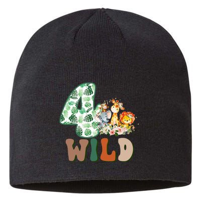 Im Wild And 4 Birthday Safari Jungle Zoo 4th Bday Fourth Gift Sustainable Beanie