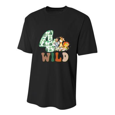 Im Wild And 4 Birthday Safari Jungle Zoo 4th Bday Fourth Gift Youth Performance Sprint T-Shirt