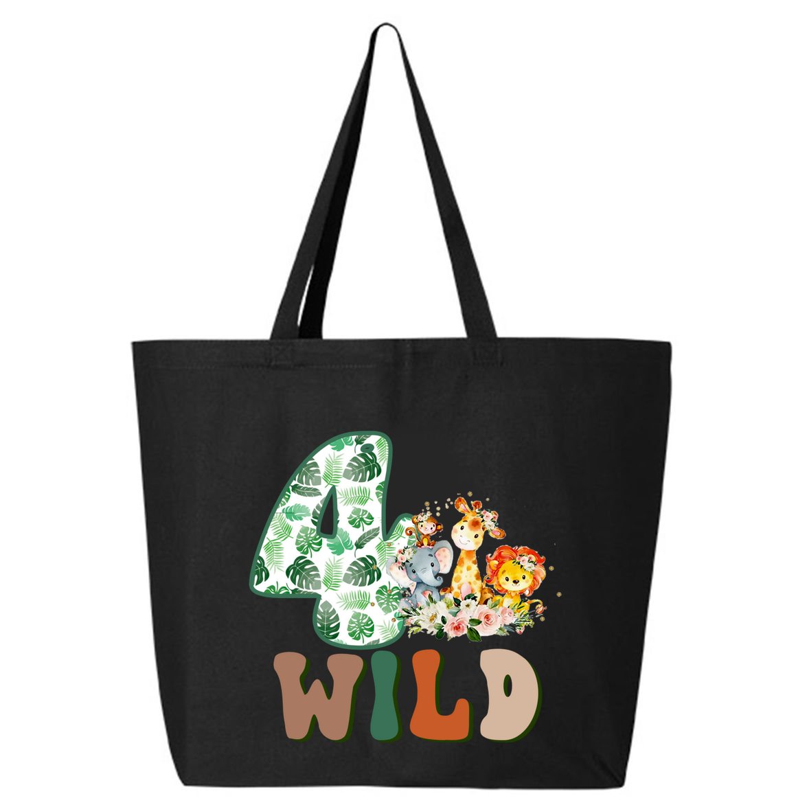 Im Wild And 4 Birthday Safari Jungle Zoo 4th Bday Fourth Gift 25L Jumbo Tote