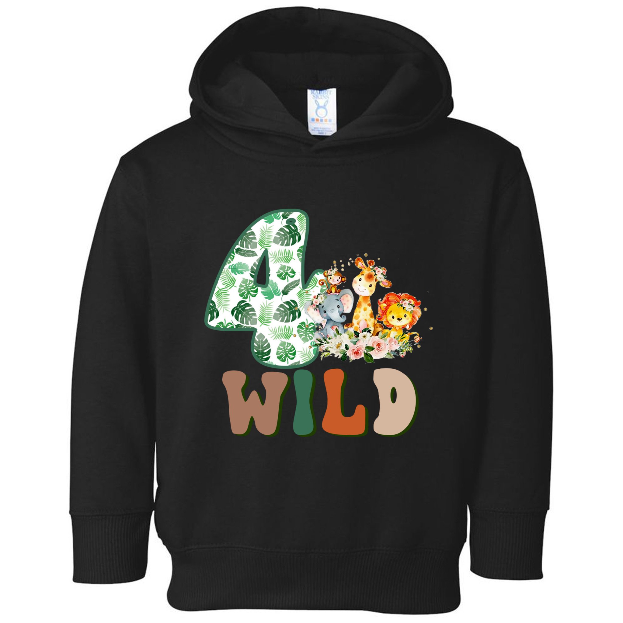 Im Wild And 4 Birthday Safari Jungle Zoo 4th Bday Fourth Gift Toddler Hoodie
