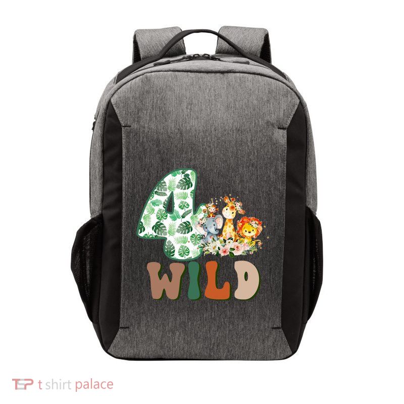 Im Wild And 4 Birthday Safari Jungle Zoo 4th Bday Fourth Gift Vector Backpack