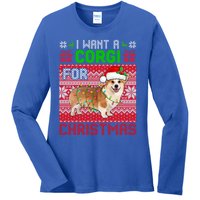 I Want A Corgi For Christmas Santa Dog Lover Owner Great Gift Ladies Long Sleeve Shirt