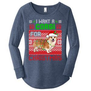 I Want A Corgi For Christmas Santa Dog Lover Owner Great Gift Women's Perfect Tri Tunic Long Sleeve Shirt