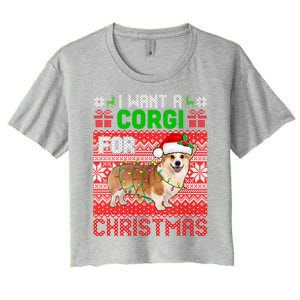 I Want A Corgi For Christmas Santa Dog Lover Owner Great Gift Women's Crop Top Tee