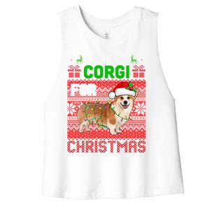 I Want A Corgi For Christmas Santa Dog Lover Owner Great Gift Women's Racerback Cropped Tank