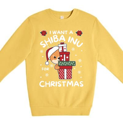 I Want A Shiba Inu For Christmas Cute Dogs Great Gift Premium Crewneck Sweatshirt