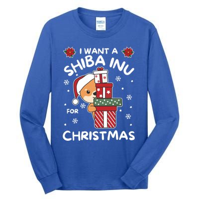 I Want A Shiba Inu For Christmas Cute Dogs Great Gift Tall Long Sleeve T-Shirt