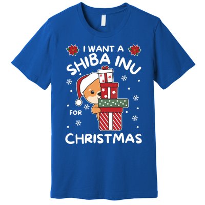 I Want A Shiba Inu For Christmas Cute Dogs Great Gift Premium T-Shirt