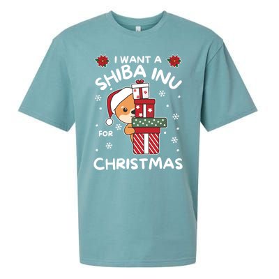 I Want A Shiba Inu For Christmas Cute Dogs Great Gift Sueded Cloud Jersey T-Shirt