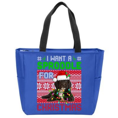 I Want A Sproodle For Christmas Santa Dog Lover Owner Funny Gift Zip Tote Bag