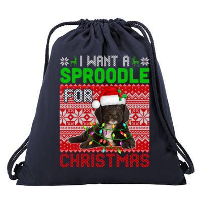 I Want A Sproodle For Christmas Santa Dog Lover Owner Funny Gift Drawstring Bag