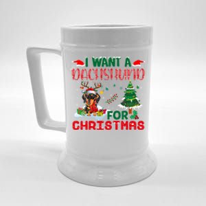 I Want A Dachshund Dog For Christmas Xmas Dachshund Reindeer Gift Beer Stein