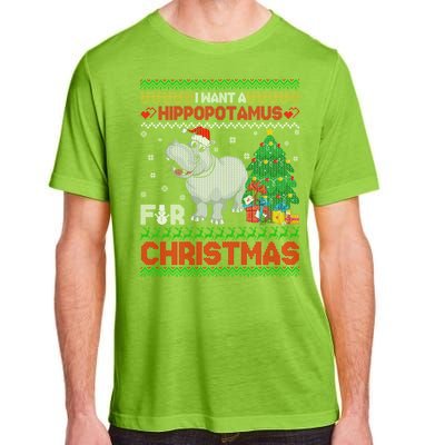 I Want A Hippopotamus For Christmas Hippo Pajamas Ugly Gift Adult ChromaSoft Performance T-Shirt