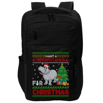 I Want A Hippopotamus For Christmas Hippo Pajamas Ugly Gift Impact Tech Backpack