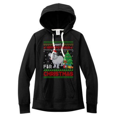 I Want A Hippopotamus For Christmas Hippo Pajamas Ugly Gift Women's Fleece Hoodie