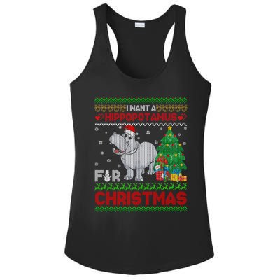 I Want A Hippopotamus For Christmas Hippo Pajamas Ugly Gift Ladies PosiCharge Competitor Racerback Tank