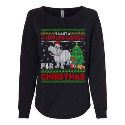 I Want A Hippopotamus For Christmas Hippo Pajamas Ugly Gift Womens California Wash Sweatshirt