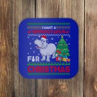 I Want A Hippopotamus For Christmas Hippo Pajamas Ugly Gift Coaster