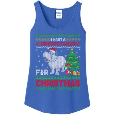 I Want A Hippopotamus For Christmas Hippo Pajamas Ugly Gift Ladies Essential Tank