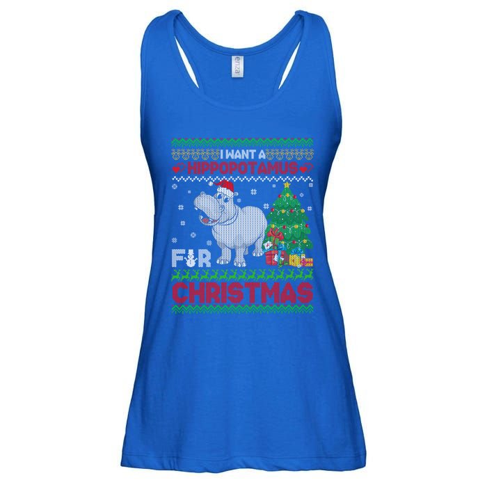 I Want A Hippopotamus For Christmas Hippo Pajamas Ugly Gift Ladies Essential Flowy Tank